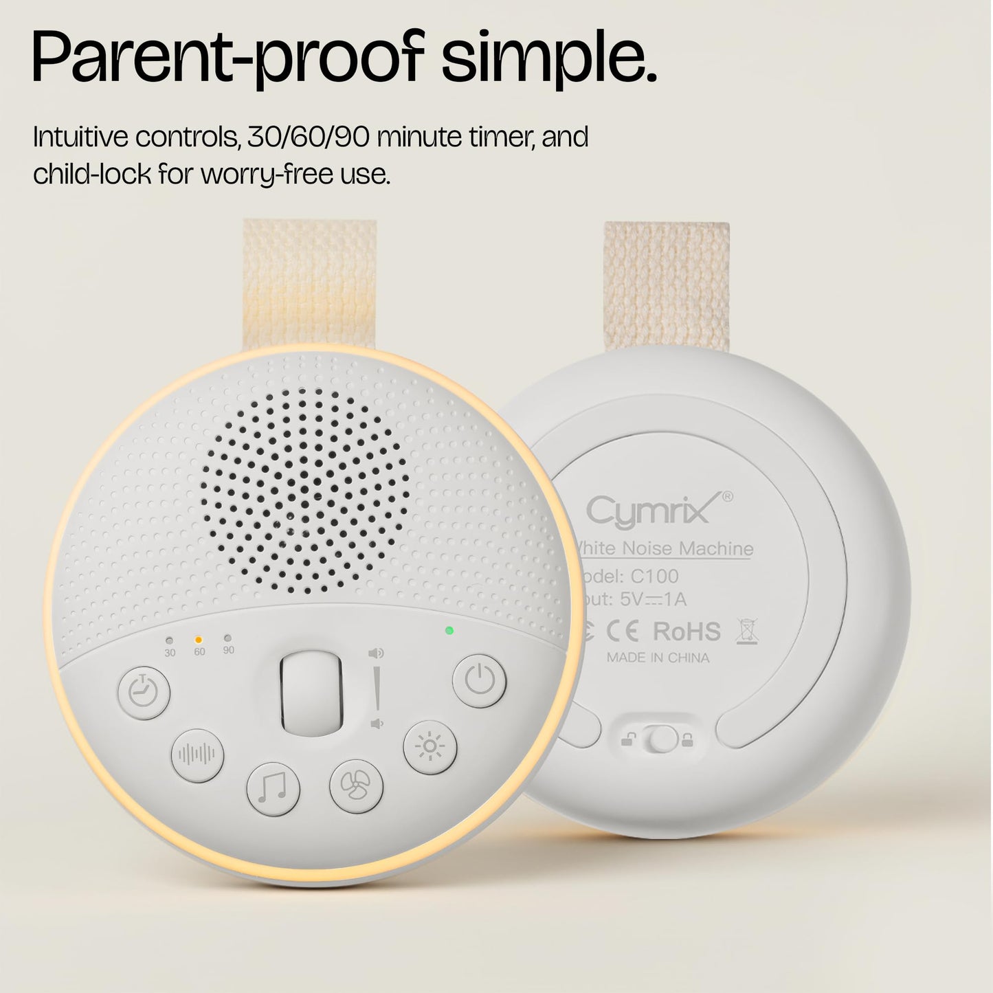 White Noise Machine for Baby & Adults with 21 Relaxing Sounds & Adjustable Night Light, Rechargeable & Portable Sleep Aid for Home & Travel