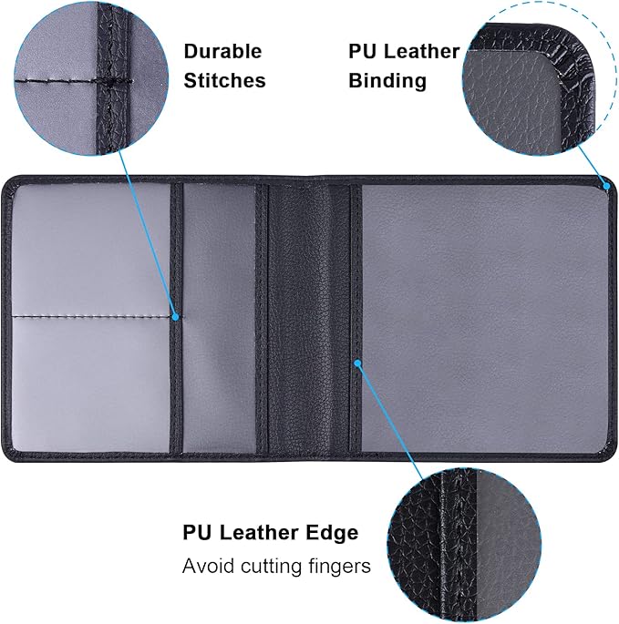 Wisdompro Car Registration and Insurance Card Holder 2 Pack PU Leather Vehicle Glove Box Documents Organizer Auto Paperwork Wallet Case for Women Men Files, ID, Driver's License - Black and Black