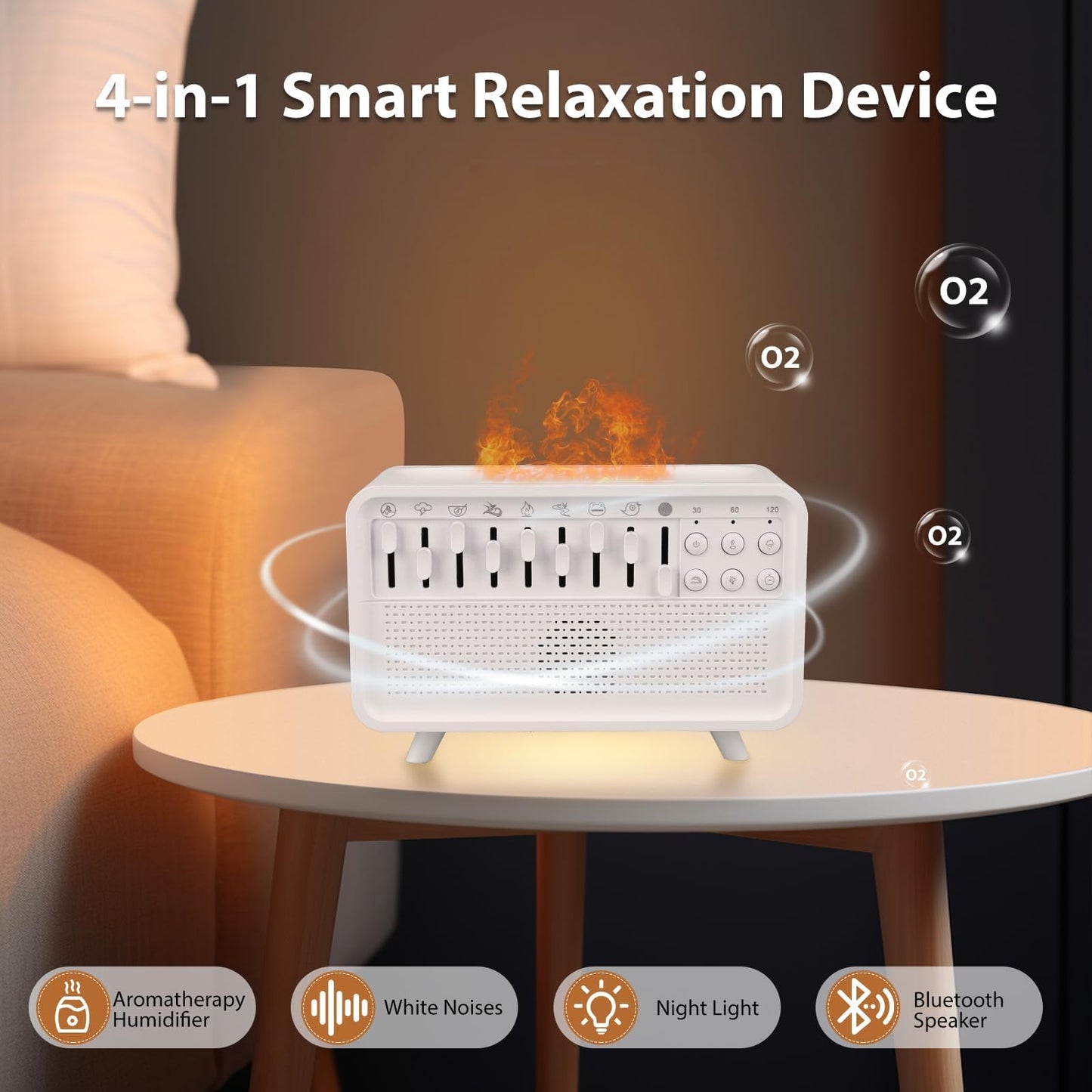 plthets White Noise Machine with Humidifier, Essential Oil Diffuser & Bluetooth Speaker, Portable Night Light, 8 Natural Sounds Style Mixer with Auto-Off Timer for Baby, Kids, Adults, Bedroom, Office