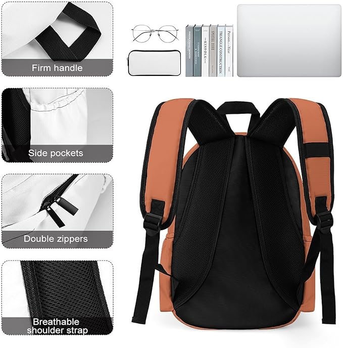 Terracotta Backpack Adult Travel Daybag for Women Men College Backpack for Vacation Hiking Camping Bag
