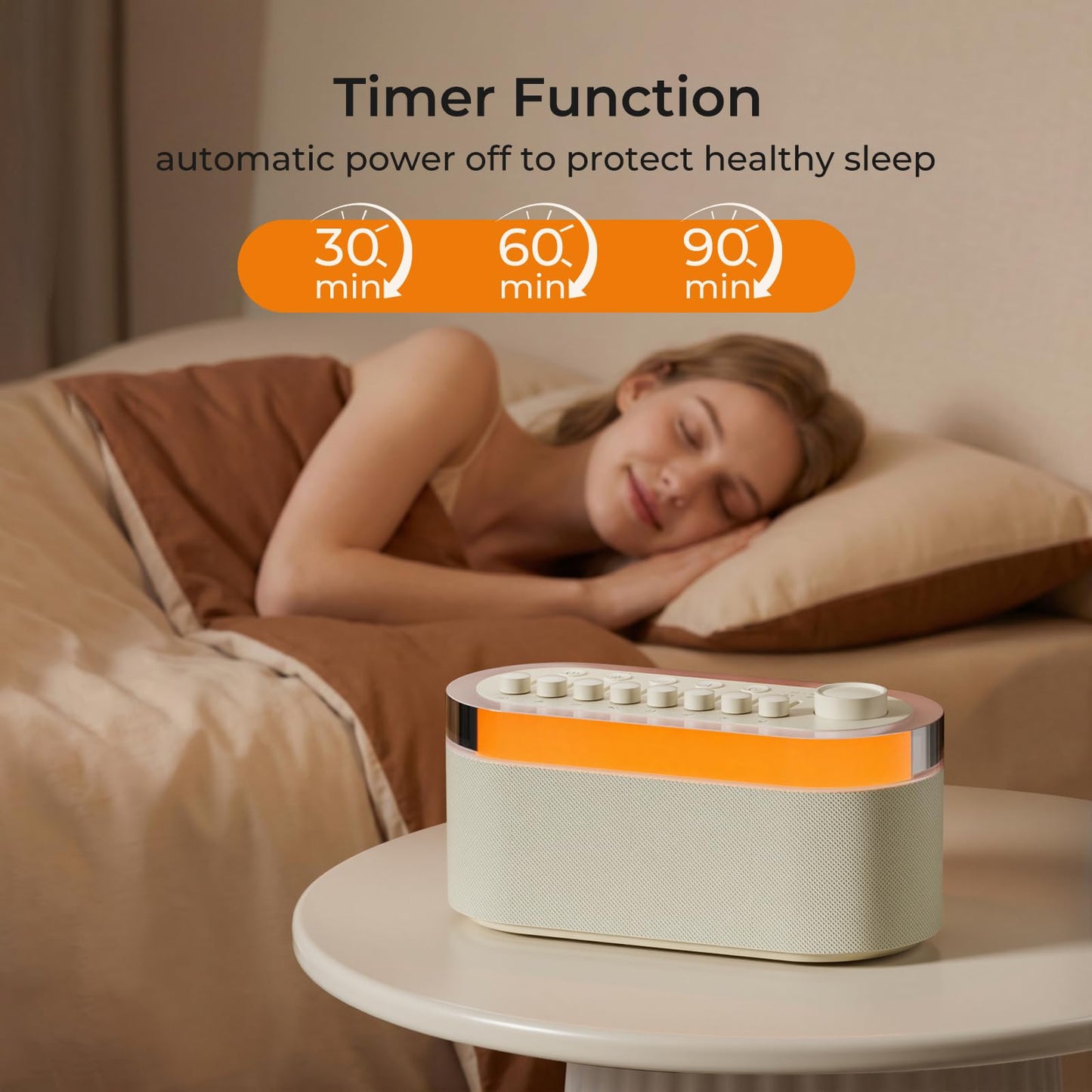 White Noise Sound Machine for Sleep with 256 Mixable Sounds & Bluetooth Speaker,3-in-1 Portable Sound Machine, 9 Color Adjustable Night Light, Automatic Timing & Rechargeable Battery for Adults Kids