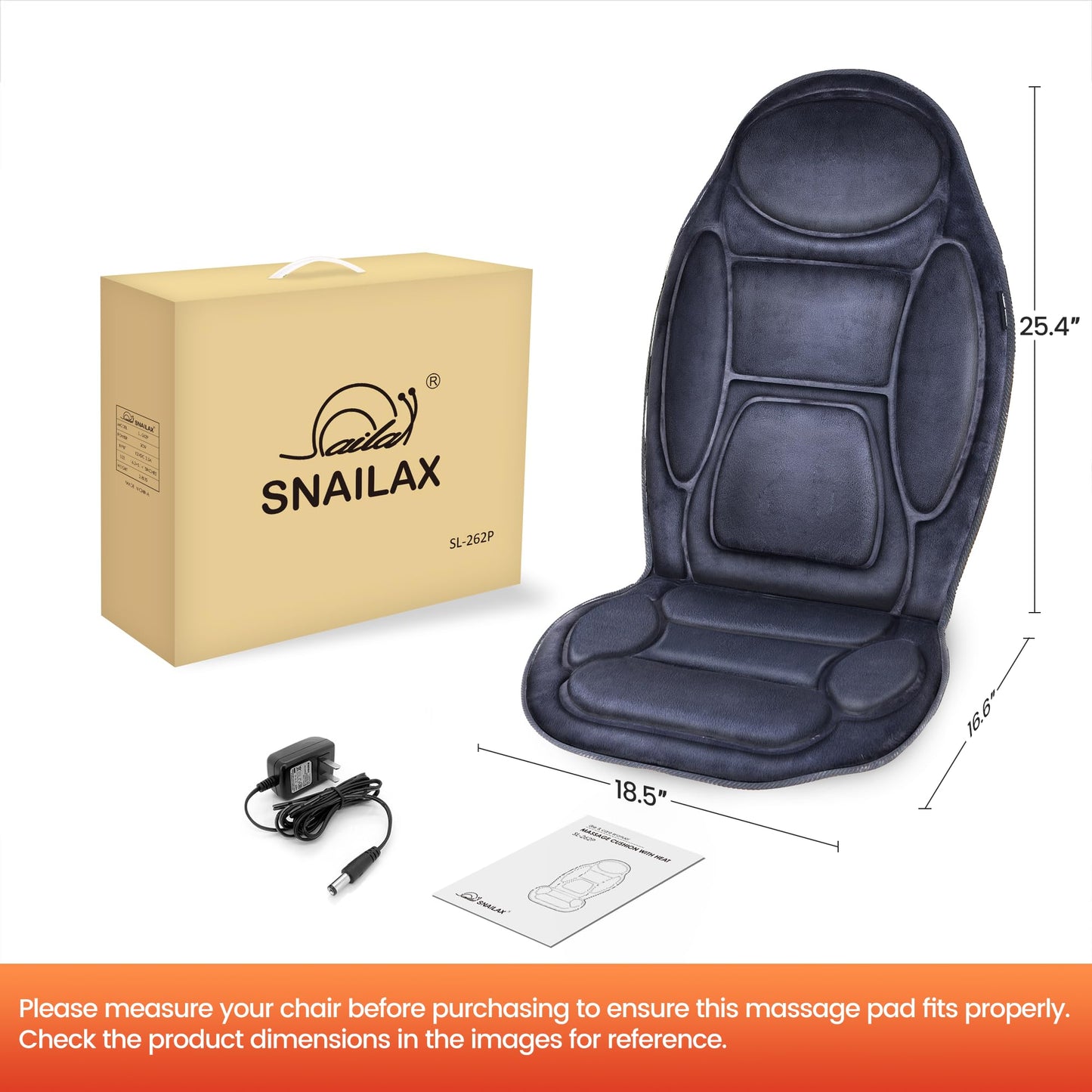 Snailax Vibration Back Massager with Heat, Massage Seat Cushion with 6 Vibrating Motors and 2 Heat Levels, Massage Chair Pad for Home Office use, Gifts for Mom