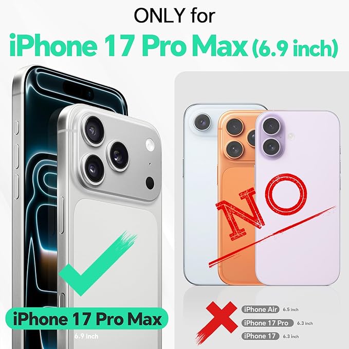 TUCCH 2-in-1 Detachable Wallet Case for iPhone 17 Pro Max (6.9-inch) 2025, RFID Blocking 4 Card Slots, Wireless Charging, Wrist Strap, Kickstand, Magnetic, PU Leather, Protective Flip Cover, Rose Gold