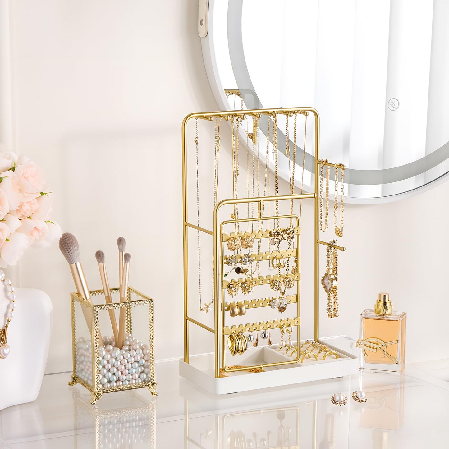 ProCase 4 Tiers Jewelry Stand Bundle with Jewelry Display Stand Holder