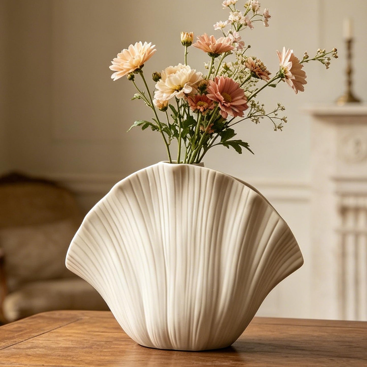 Ceramic Flower Vase H6.3″ Tall for Home Decor Living Room Bedroom
