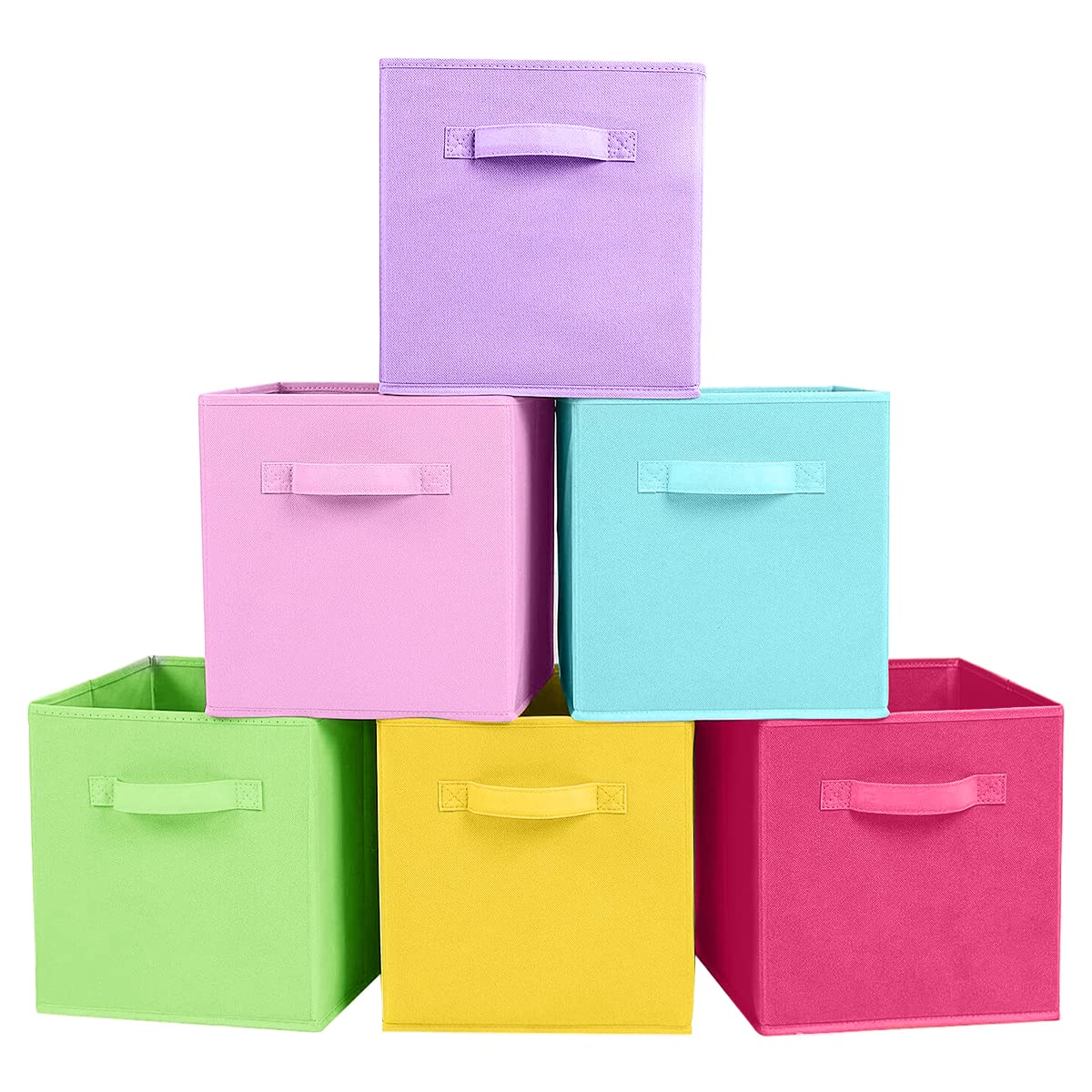 ShellKingdom Foldable Fabric Storage Cubes And Cloth Organizer Drawer For Closet And Toys, 6 Pack (6 Colors)