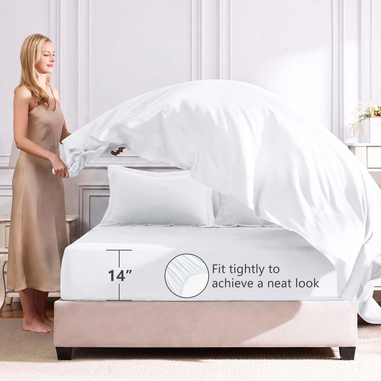 CozyLux Queen Comforter Set White - Bed in a Bag Queen Size 7 Pieces, Luxury Soft Bed Set for All Seasons, Bedding Set with Down Alternative Comforter, Sheets, Pillowcases & Shams