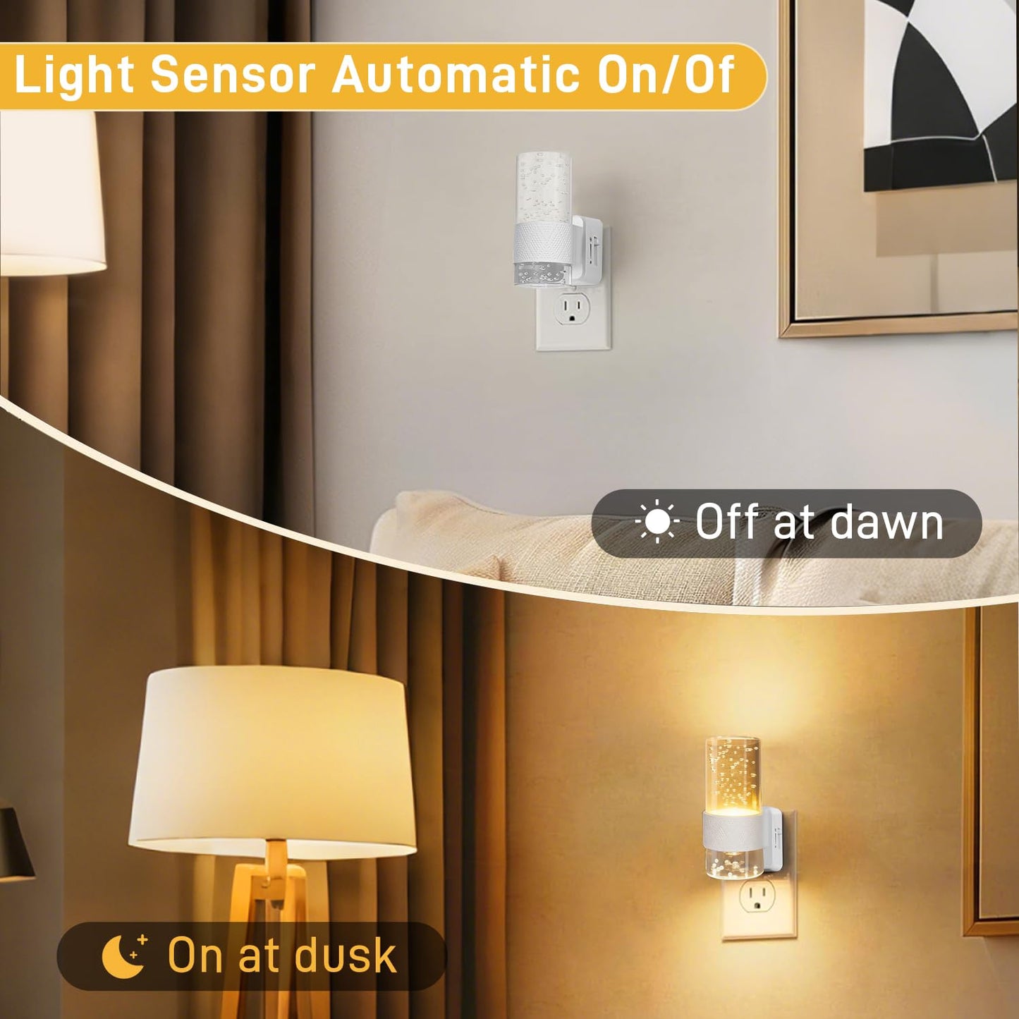 LITALAR Night Light Plug into Wall - 2 Pack LED Nightlight with Dusk to Dawn Sensor 0-100LM Brightness Dimmable Lights for Bedroom Bathroom Hallway (Soft White 3000K)