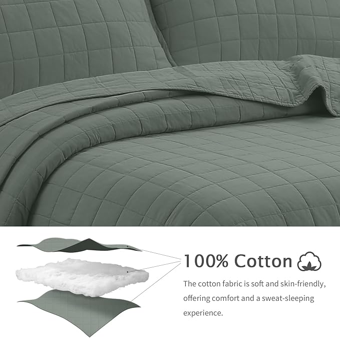 100% Cotton Quilt Sets Cal King Size - Soft Lightweight Quilt Bedding Set for Bedroom Decor-Bedspread in Geometric Pattern with 2 Pillow Shams for All Season, 110x120 inches