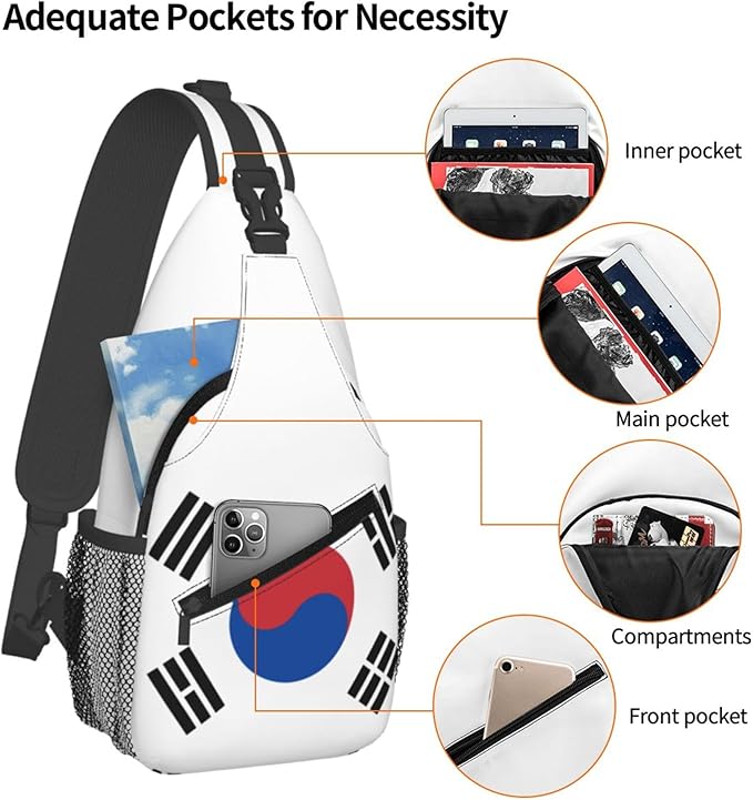 GJXFLSY Republic of Korea Flag Sling Backpack Crossbody Bag Casual Chest Bags Travel Hiking Daypack Shoulder Bag for Women Men