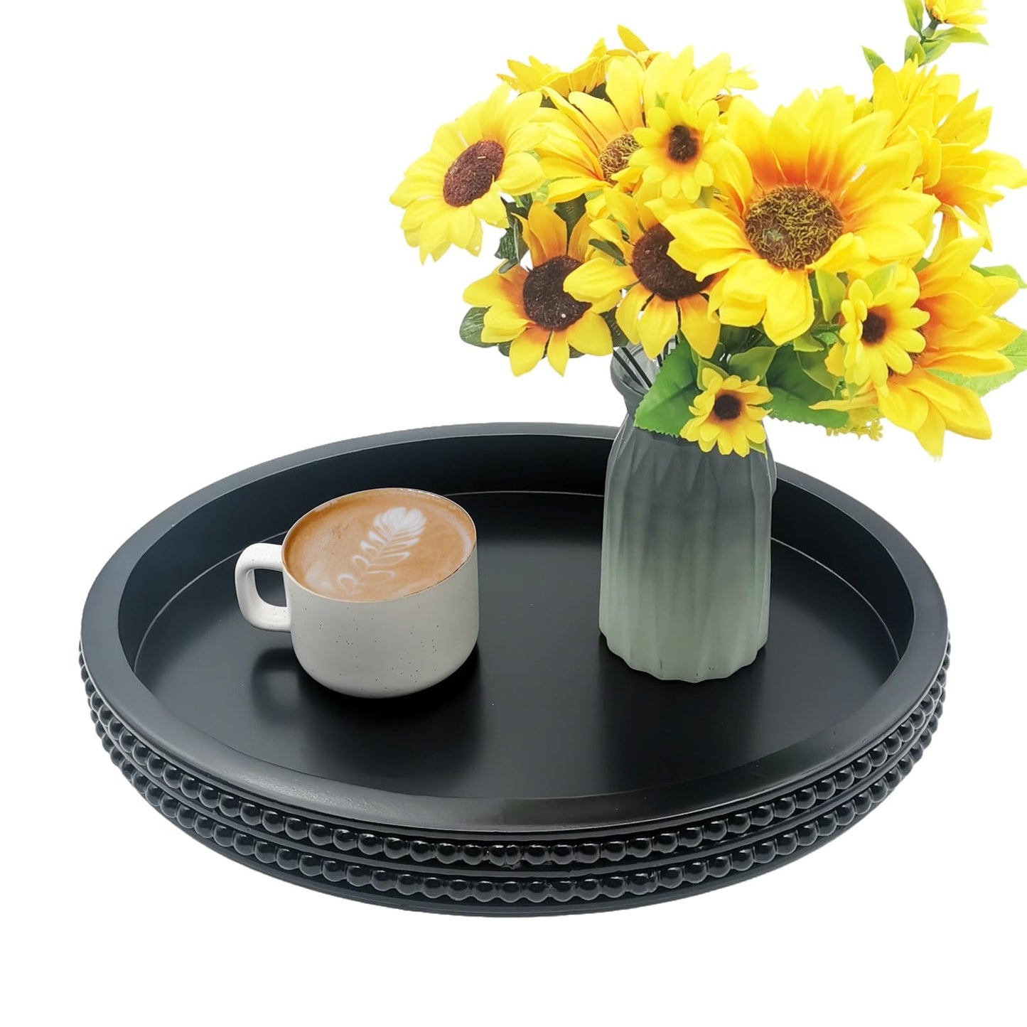 Carah & Cossh Oval Wooden Modern Decorative Tray 16''x12'', Farmhouse Rustic Serving Tray, Table Centre Tray, Perfect for Storage and Display (Black)