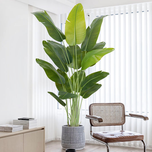 Keeplush Lifelike Bird of Paradise Artificial Plant,6.6ft Faux Banana Leaf Tree with 15 Trunks - Perfect Indoor Silk Floor Plant for Home Decor in Living Room, Office, and Bedroom