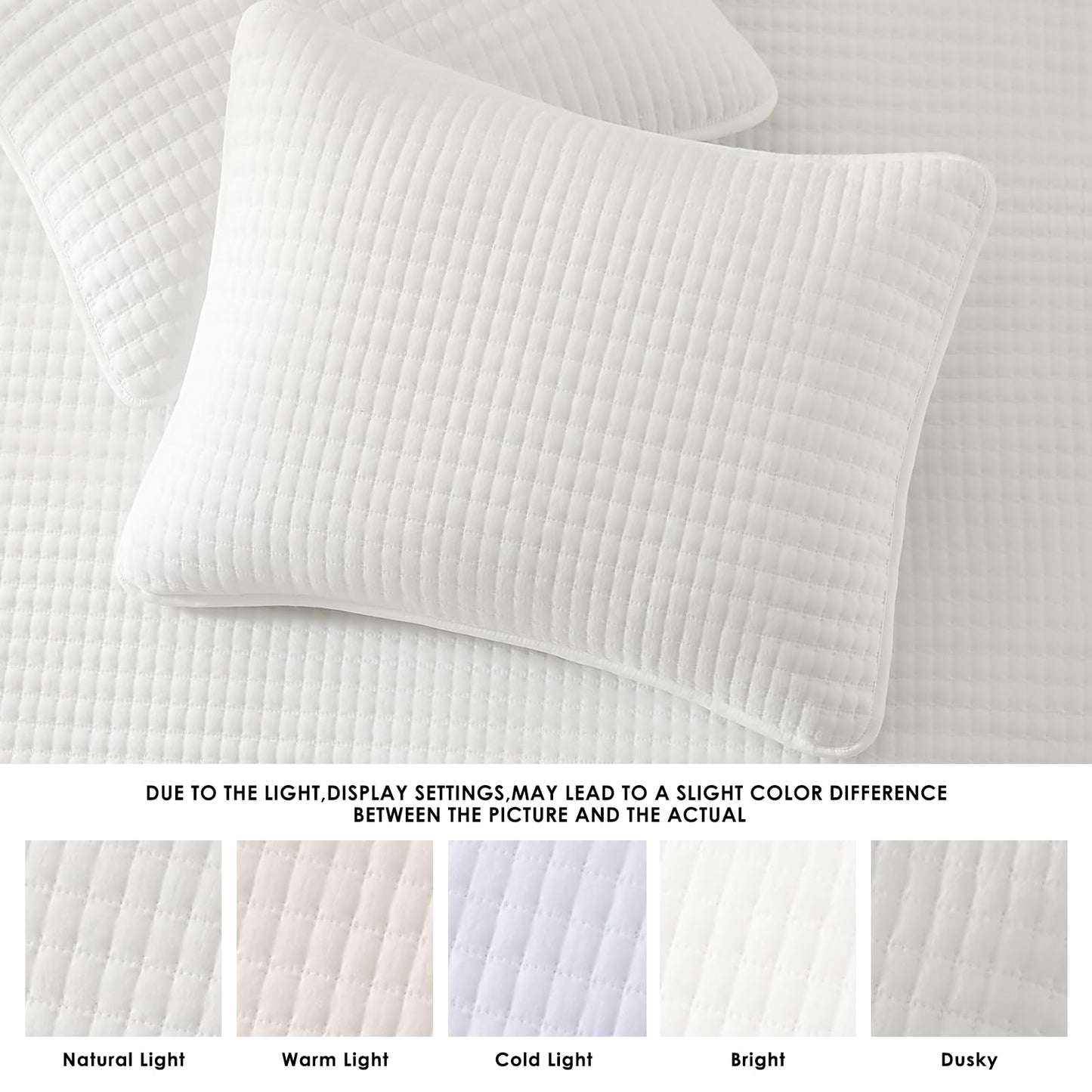 WRENSONGE White Quilt Set Queen Size-3 Pieces Lightweight Bedspreads Summer Coverlet for All Season, Soft Quilt Bedding Set with 2 Pillow Shams Suitable for Bed & Couch