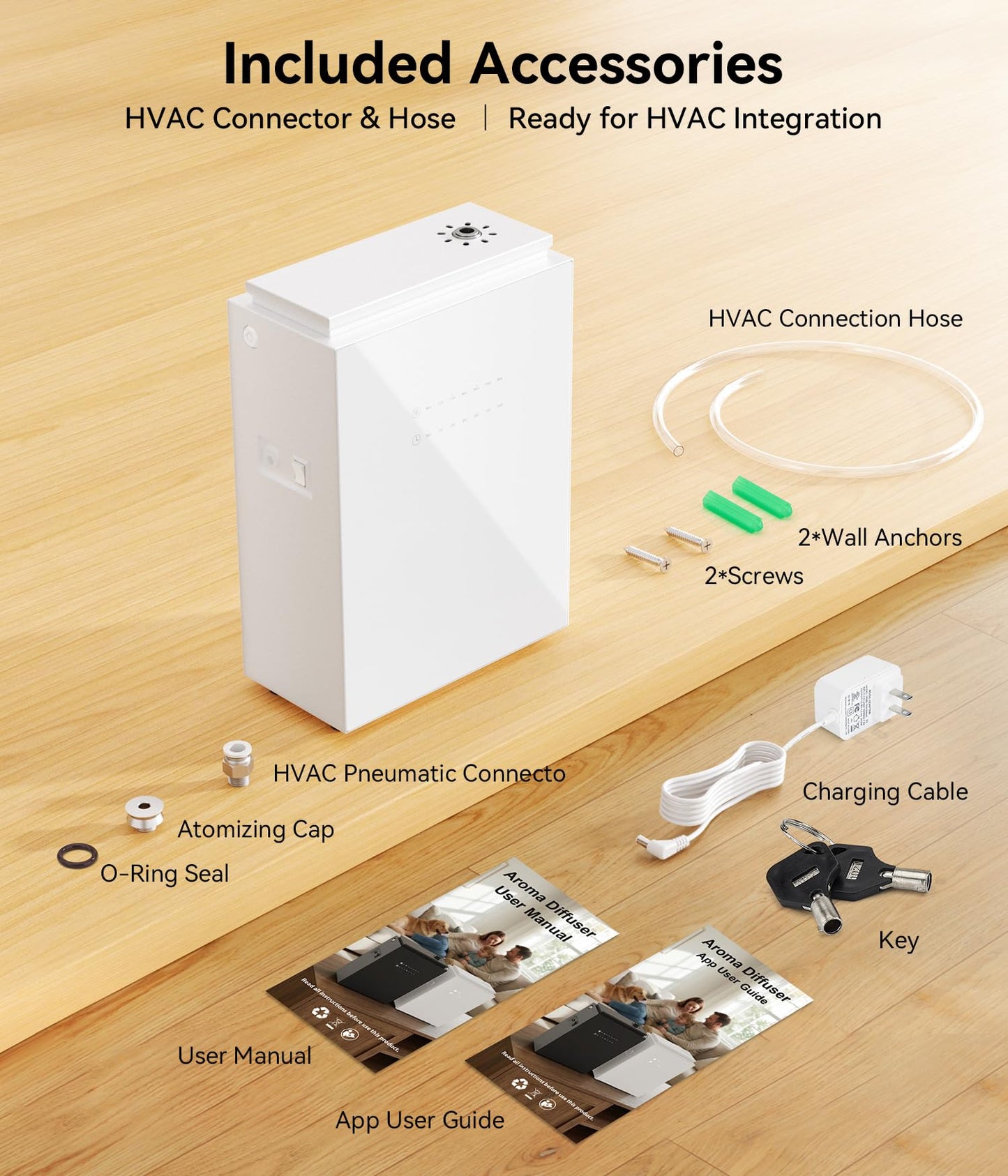 FYNTRA Essential Oil Diffuser - HVAC System, 5500 Sq.Ft Waterless Diffuser, Whole House & Aromatherapy Diffuser, Oil Diffuser for Office Home Large Room, WiFi & Bluetooth App Control, White