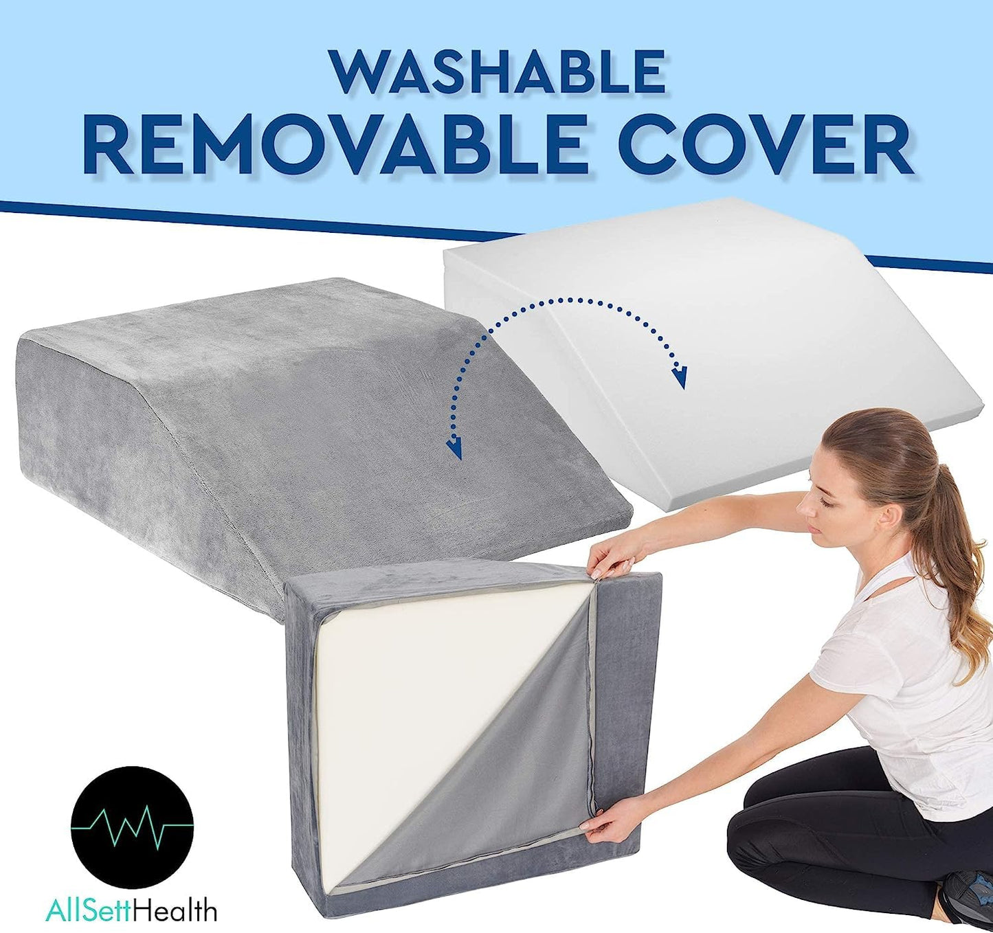 Leg Elevation Pillow - Memory Foam Leg Elevating Pillow | Leg Rest Wedge - Leg Pillow Elevation Blood Circulation | Relieves and Recovers Foot & Ankle Injuries | Foot Elevation Pillows for Swelling