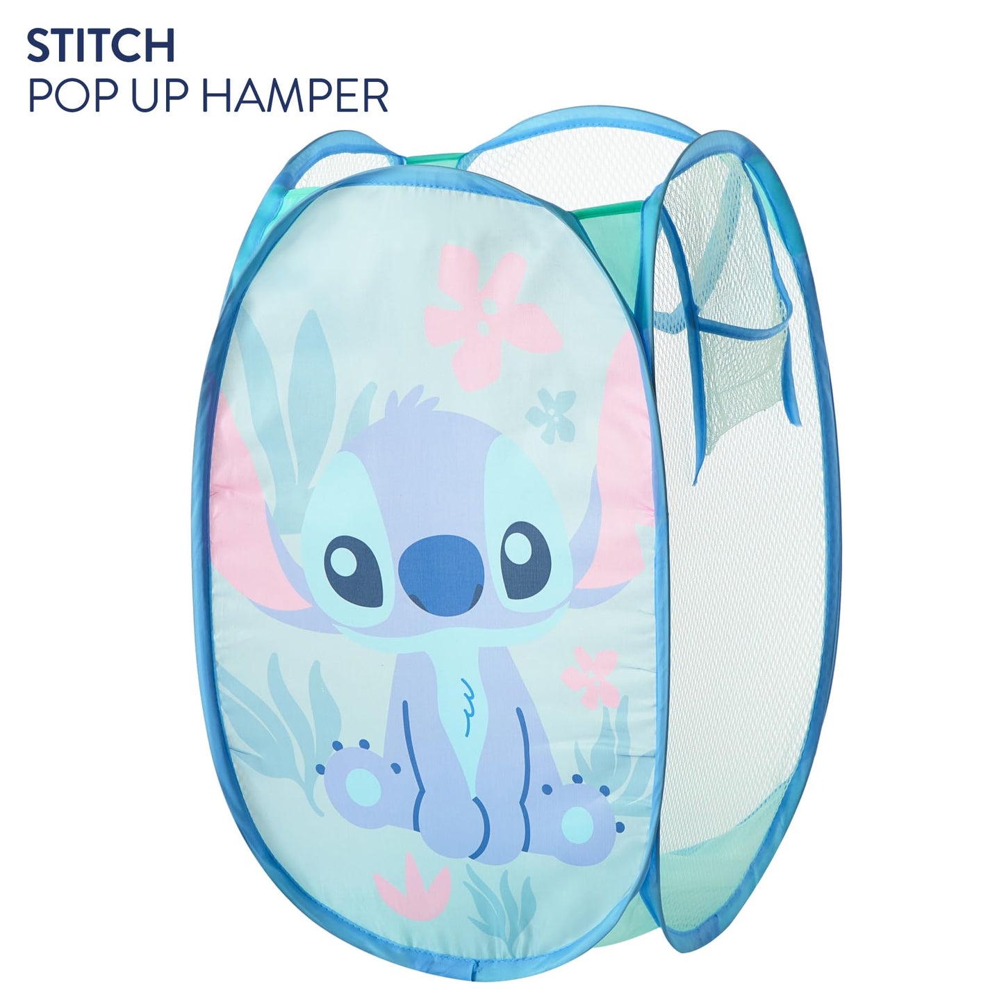 Disney Stitch Pop Up Hamper – Collapsible Laundry Basket with Durable Carry Handles – 21'' x 13.5'' – Lightweight Storage Bin for Kids, Nursery, Bedroom & Toys