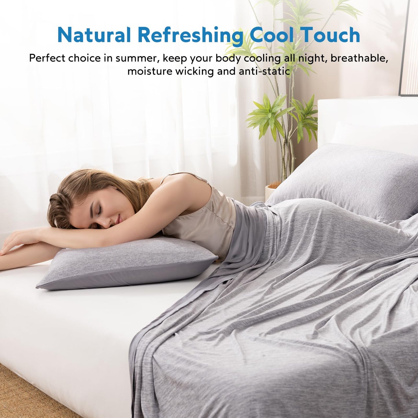 HOMFINE Cooling Blankets for Hot Sleepers - Summer Blanket Thin Lightweight Breathable Soft Double Side Enhanced Cooling for Bed Couch Sofa, Keep Cool for Night Sweats (Grey, 90 x 90 inches)
