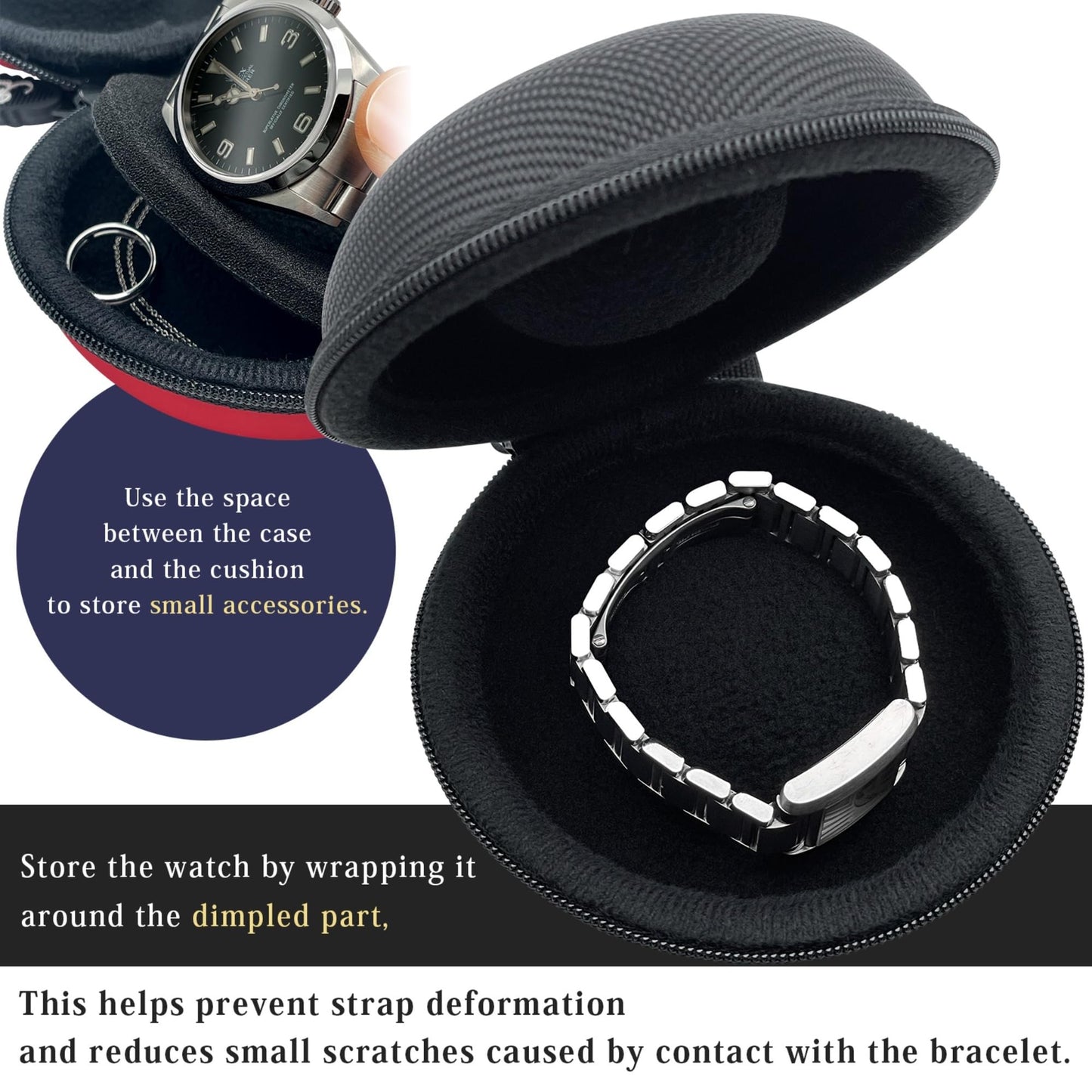 JMARS Watch Travel Case, Shock-Tested Single Watch Case for Wristwatches & Smart Watches, Black