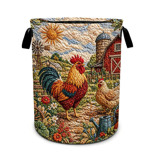 Rooster Print Laundry Basket Foldable Oxford Laundry Hamper With Handle For Room Bathroom Bedroom