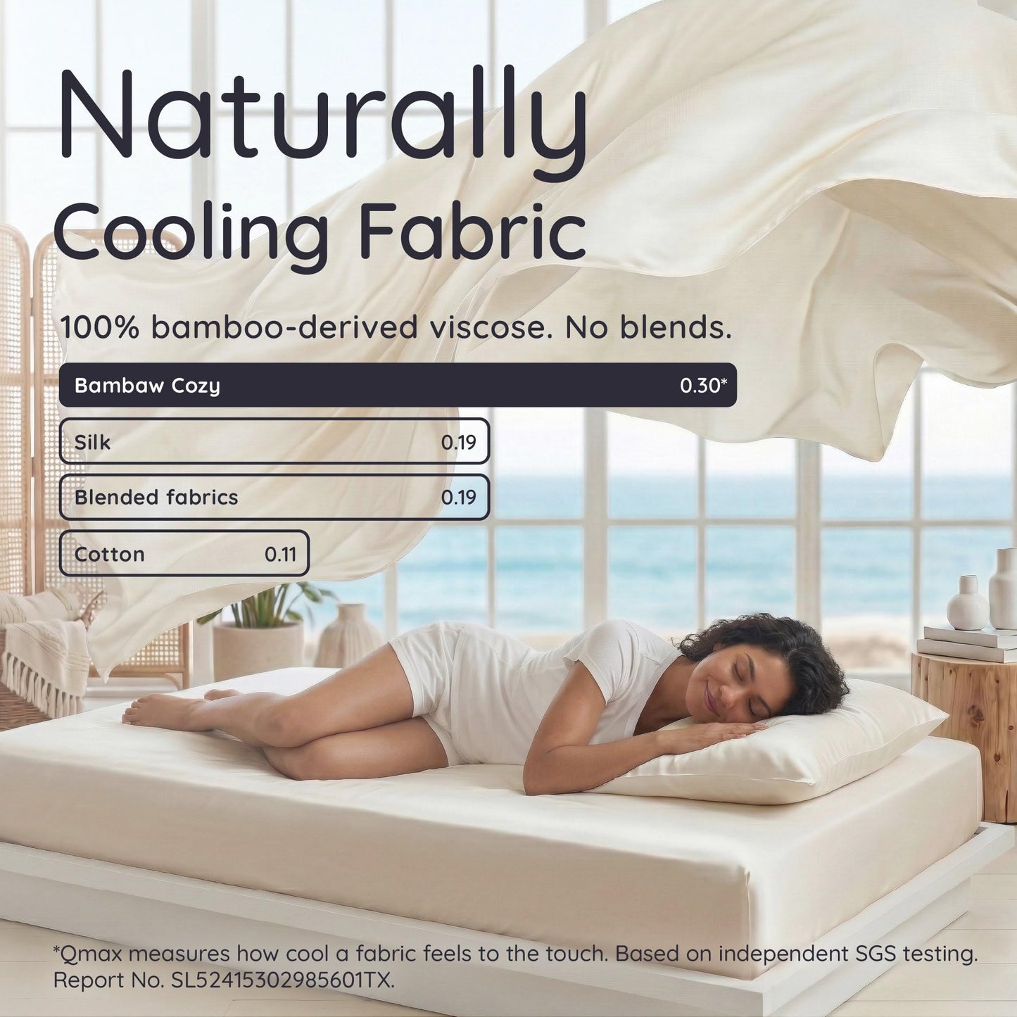 Bambaw 100% Viscose Derived from Bamboo Sheets Queen Size Set – 4pcs Cooling Sheets for Hot Sleepers, Soft Deep Pocket Queen Sheet Set Fits Up to 16'' with Elastic Corner Straps (Sand)