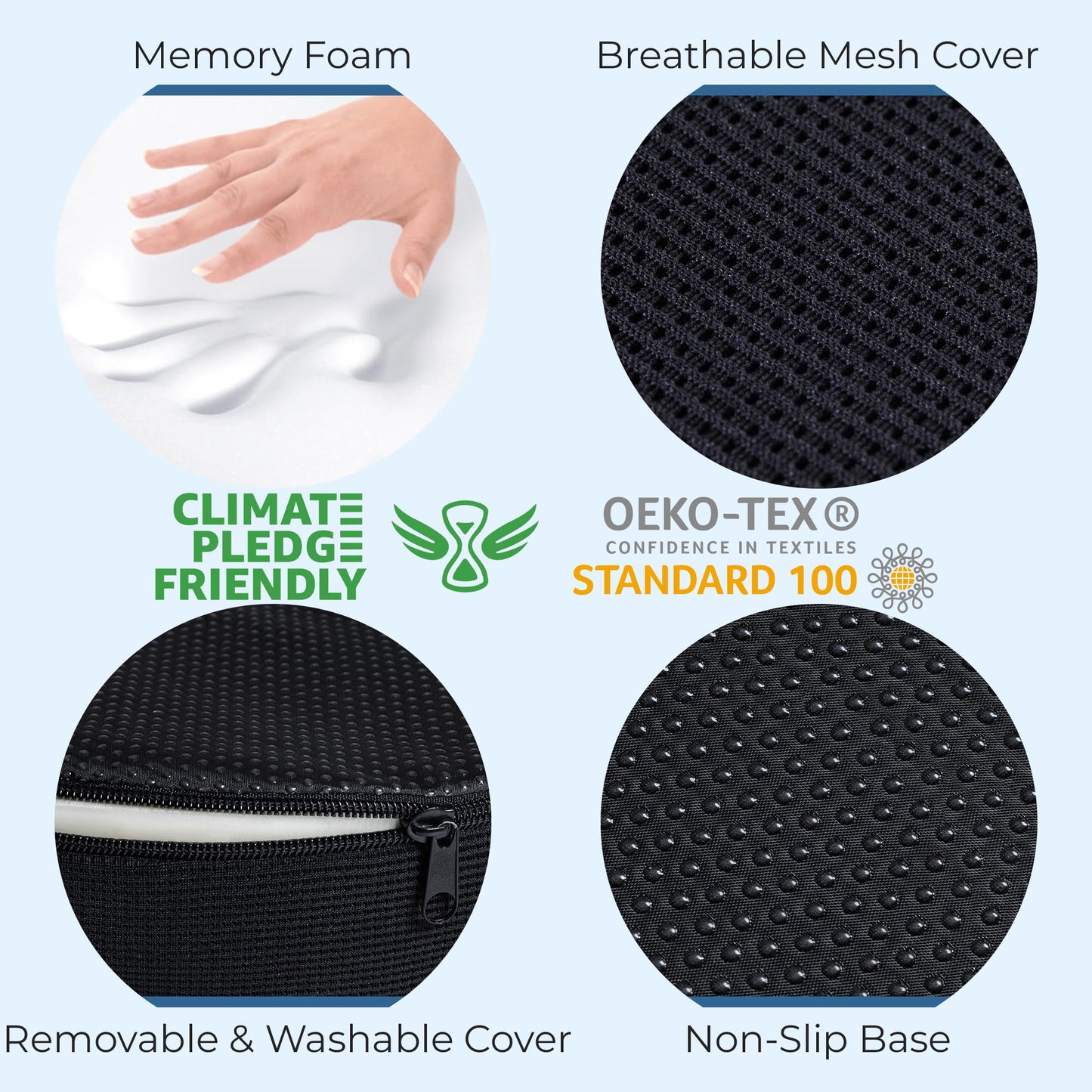 5 STARS UNITED Donut Pillow for Tailbone Pain & Hemorrhoids – Large Memory Foam Seat Cushion with Cooling Gel Layer for Bed Sore-Prone Areas & Pressure Relief – Black Mesh Cover