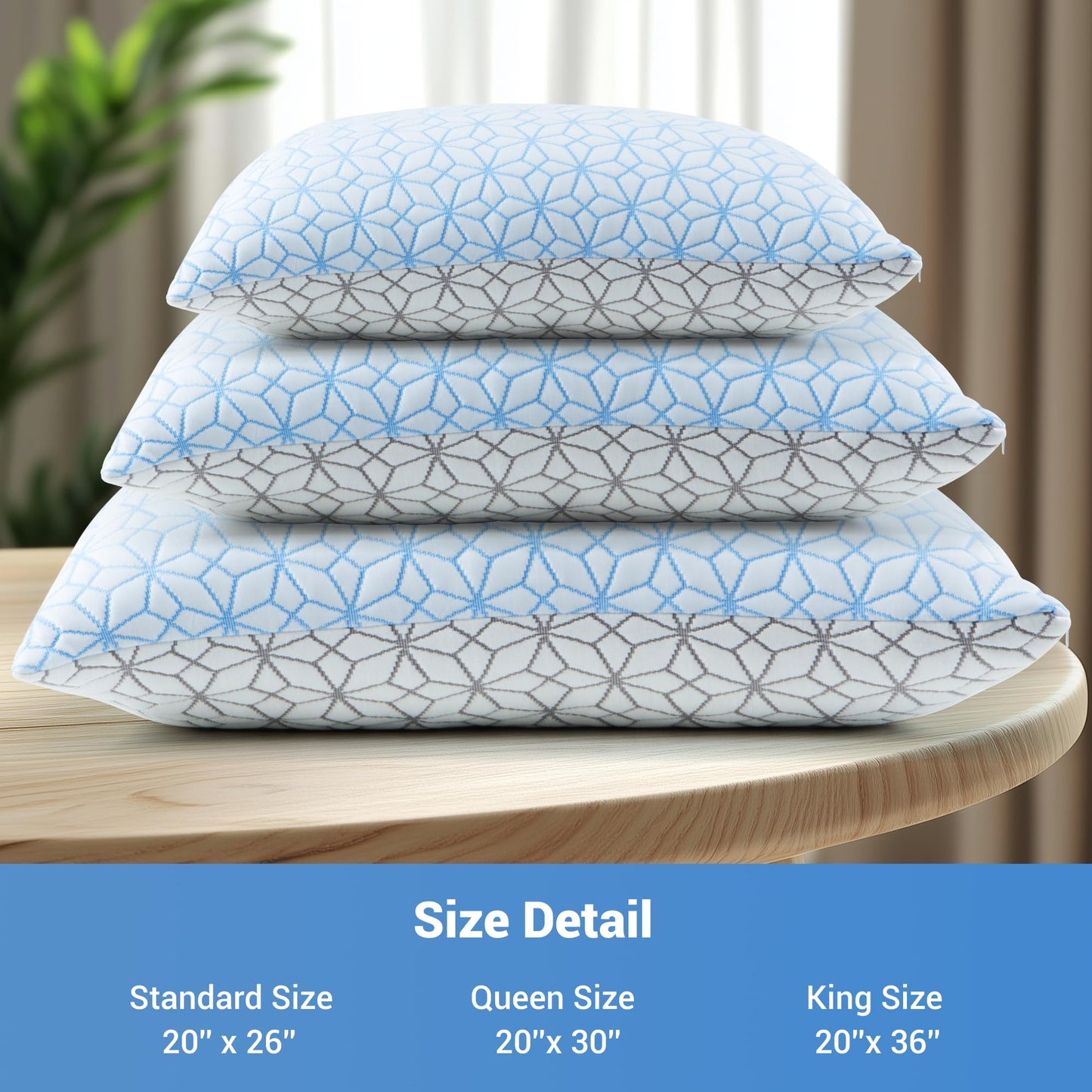 Bed Pillows Queen Size Set of 2,Cooling Pillow Memory Foam Pilows 2 Pack, Adjustable Foam Sleeping Pillows with Washble Pillowcase for Side Back Stomach Sleepers