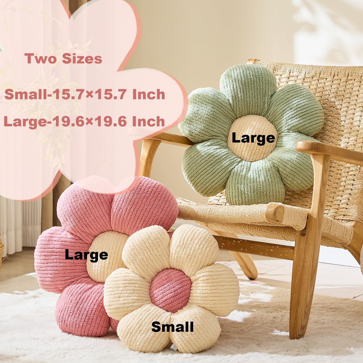 XIAIJIA Flower Pillow Shaped Pillow Cushion Decorative Daisy Pillow for Bed Cute Throw Pillow Flower Floor Pillow Soft Seat Cushion Yellow Cushion 19.6"