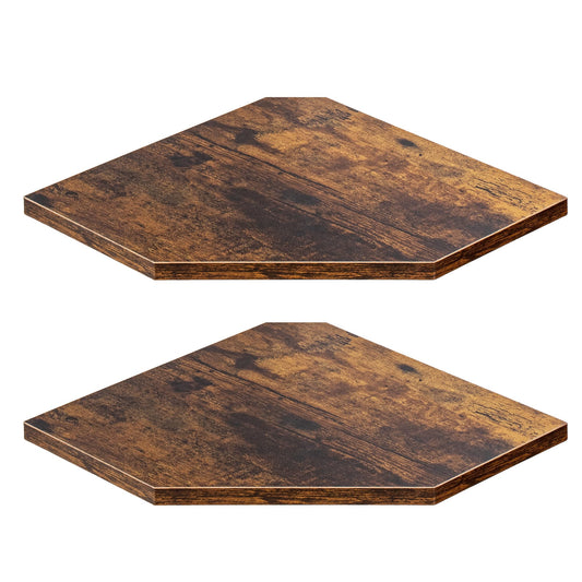 Fun Memories Corner Shelf Wall Mount, Floating Corner Shelves, Set of 2 Corner Wall Shelf Organizer, Rustic Wood Wall Storage Display Shelves for Living Room Bedroom Bathroom Kitchen, Rustic Brown