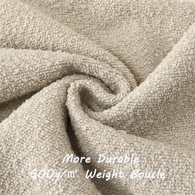 FUTEI Pack of 2 Oatmeal Decorative Throw Pillow Covers 22x22 Inch Soft Cozy Solid Boucle Textured Cushion Case,Modern Home Decor for Couch Bed Living Room