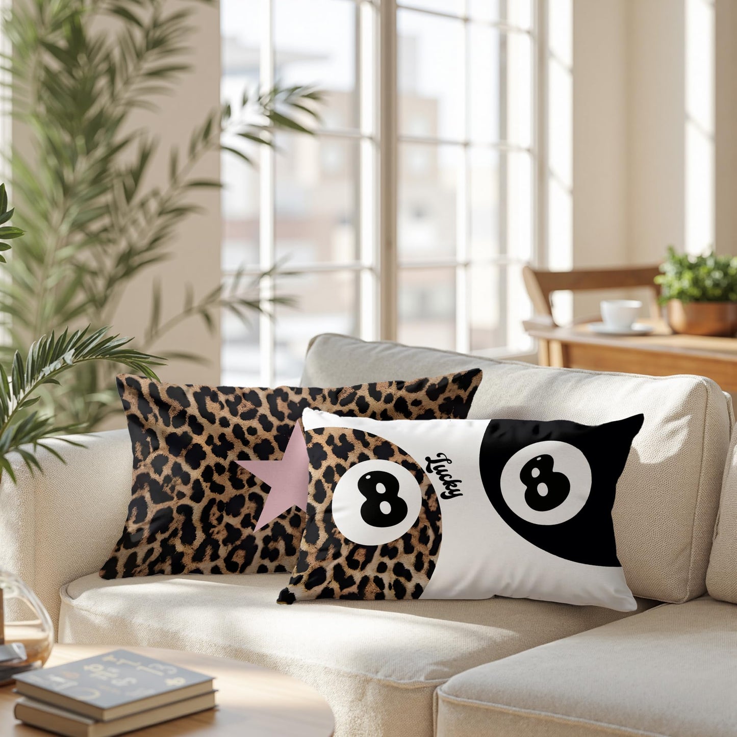 GTYNU Trendy Funky Cheetah Y2K 8 Ball Pillow Covers 12x20 Set of 2,Fuunky Leopard Print Pink Star Decorative Pillowcases,Cheetah Throw Pillow Covers for Couch Sofa Bed Home Room Decor