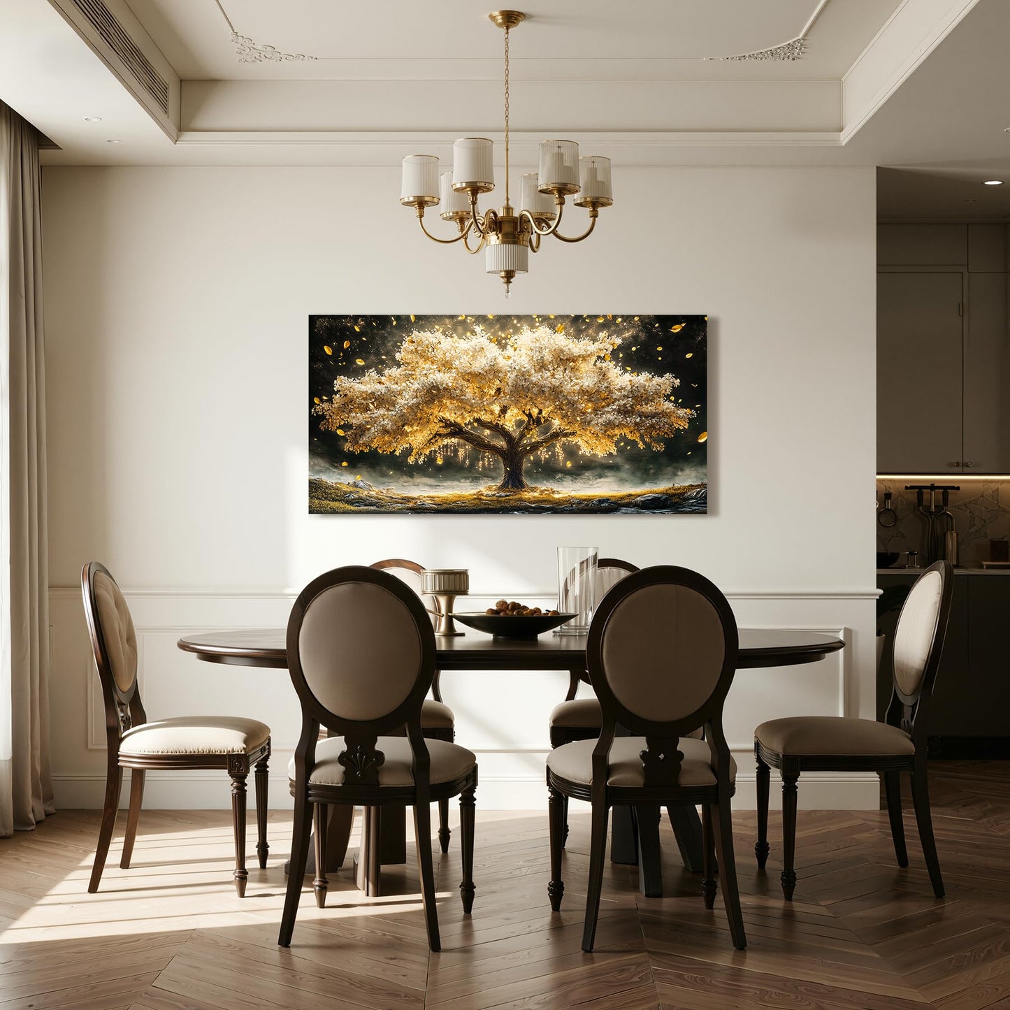 crmotu Tree of Life Wall Art, Large Wall Art, Modern Art Wall Decor, Gold Tree Canvas Picture, Natural Landscape Print for Living Room Bedroom Dining Room Office Hallway Home Decoration 20"x40"