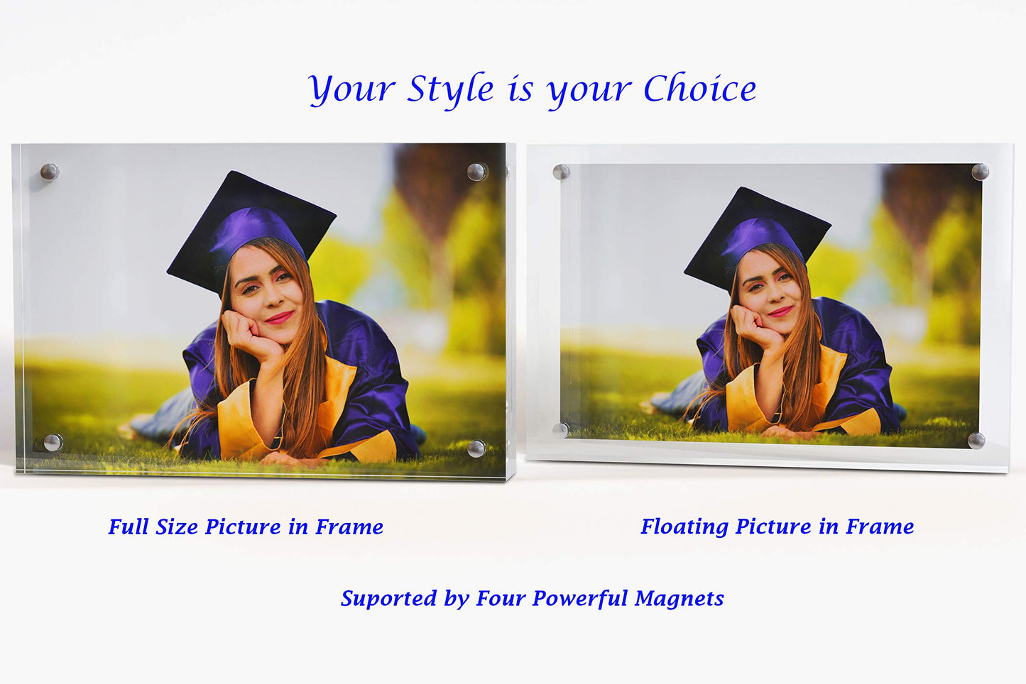 MIRA-K | Crystal Memories | Acrylic Picture Frame 4x6 with Magnetic Closure | Lucite Photo Frame for Tabletop | Decorative Display for Tickets, Postcards and Awards