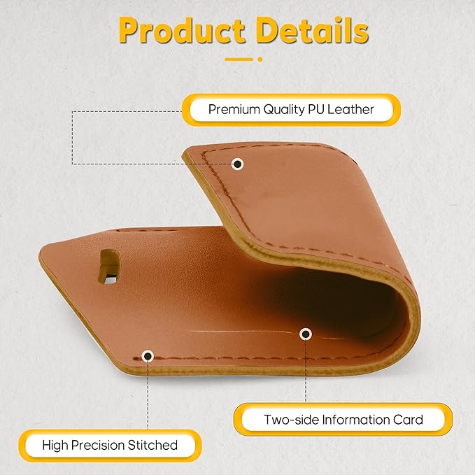 Travelambo 8 Pack Luggage Tags Faux Leather for Suitcases Travel Bag Labels Travel Accessories Essential with Protection Cover ID (Yellowish Brown)