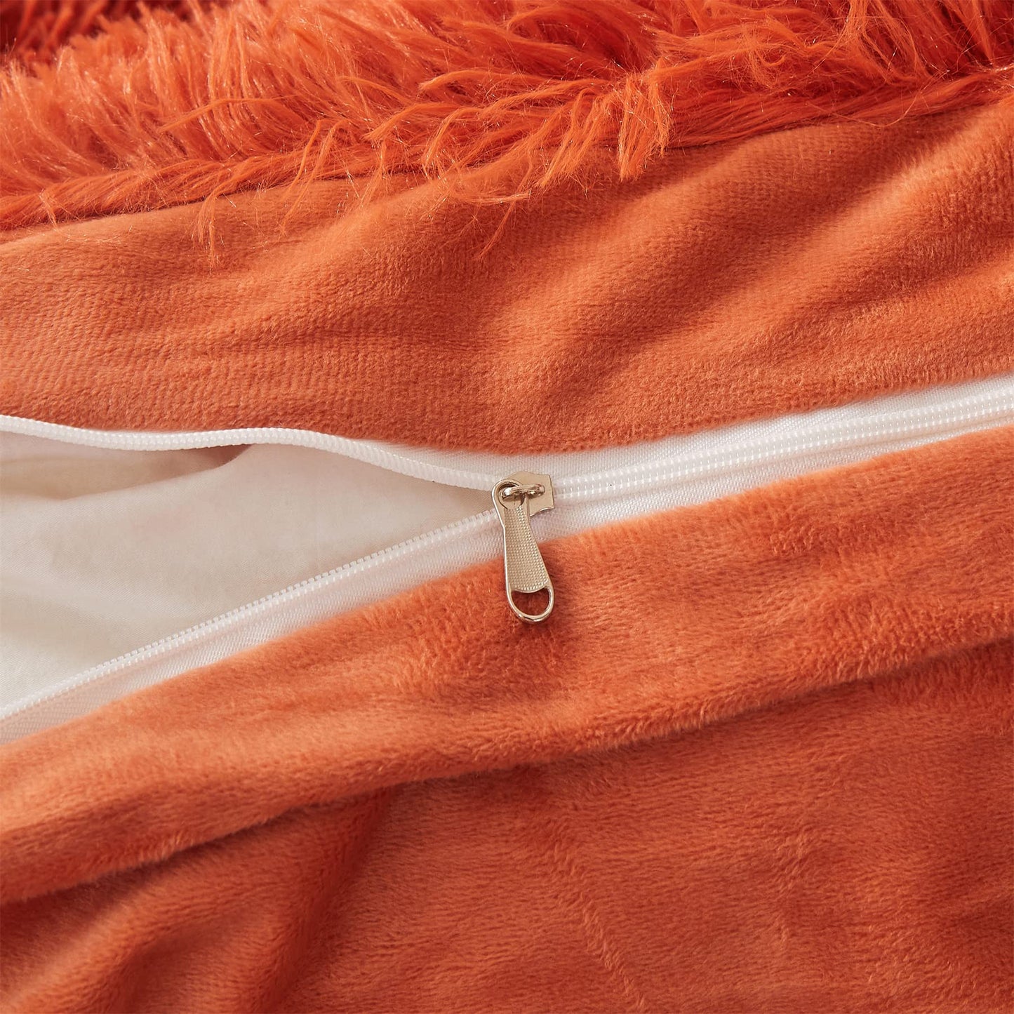 FOPPA Furry Pillow Cases Burnt Orange 26"x20", Faux Fur Shaggy Plush Fuzzy Fluffy Decorative Pillow Covers Set of 2, Standard Velvet Cushion Cover with Zipper for Bedroom Interior