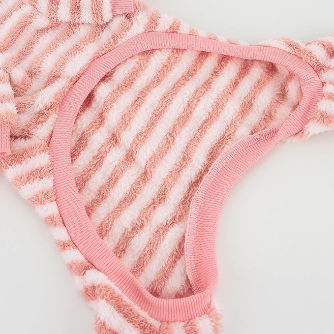 XPUDAC Stripe Dog Sweater Fleece Dog Pajamas Winter Pet Clothes for Small Medium Dogs Girl Boy Doggy Apparel for Cold Weather, L