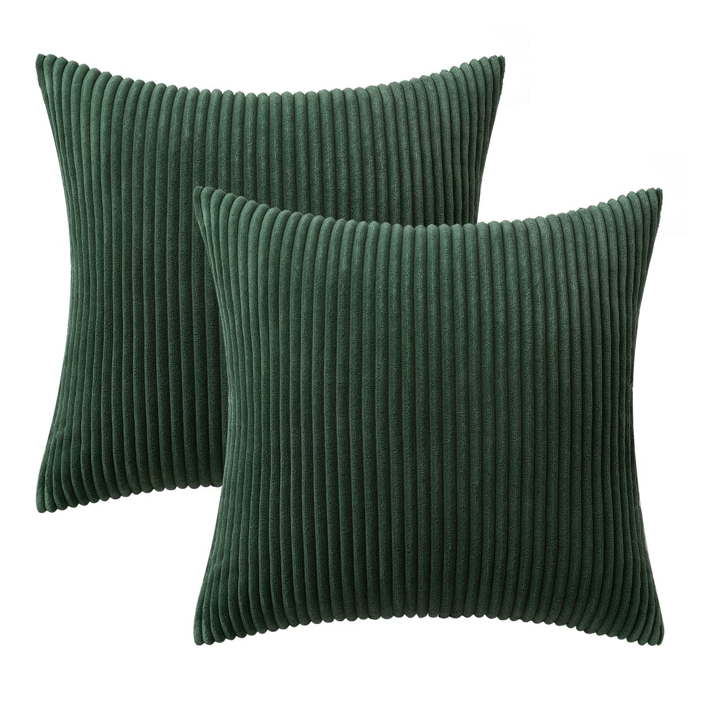MIULEE Decorative Corduroy Pillow Covers Soft Solid Pack of 2 Cushion Cases Boho Square Throw Pillow Covers Army Green Pillowcases for Couch Chair Sofa Bed Living Room Home Decor 18 x 18 Inch