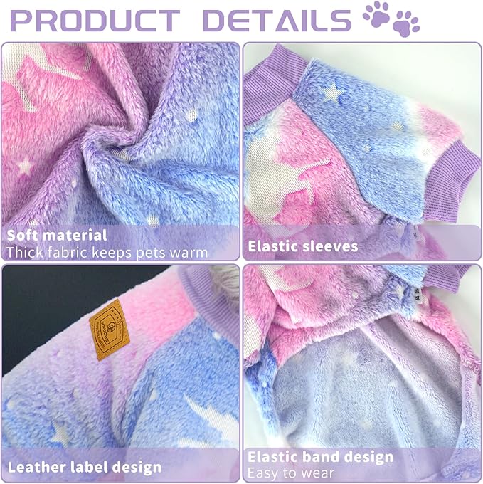 XPUDAC Dog Sweater Glows in The Dark Fleece Pajamas for Small Medium Dogs Girl Boy Puppy Clothes for Halloween Christmas Winter(X-Large)