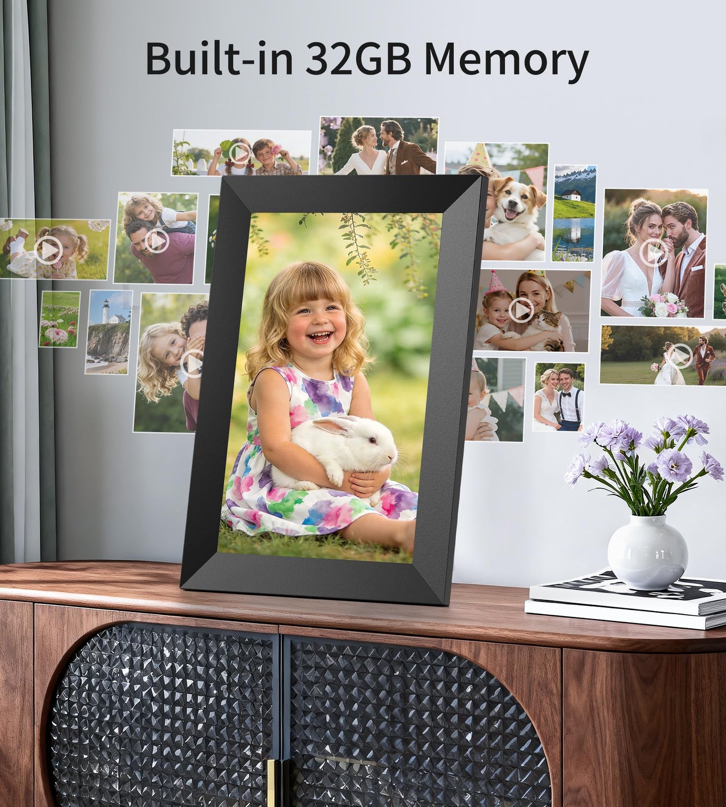Uhale 10.1" Digital Picture Frame with 32GB Storage Support SD Card, Electronic Photo Frames with 1280x800 HD IPS Touch Screen, Instantly and Securely Share Memories, Send Wishes from Anywhere