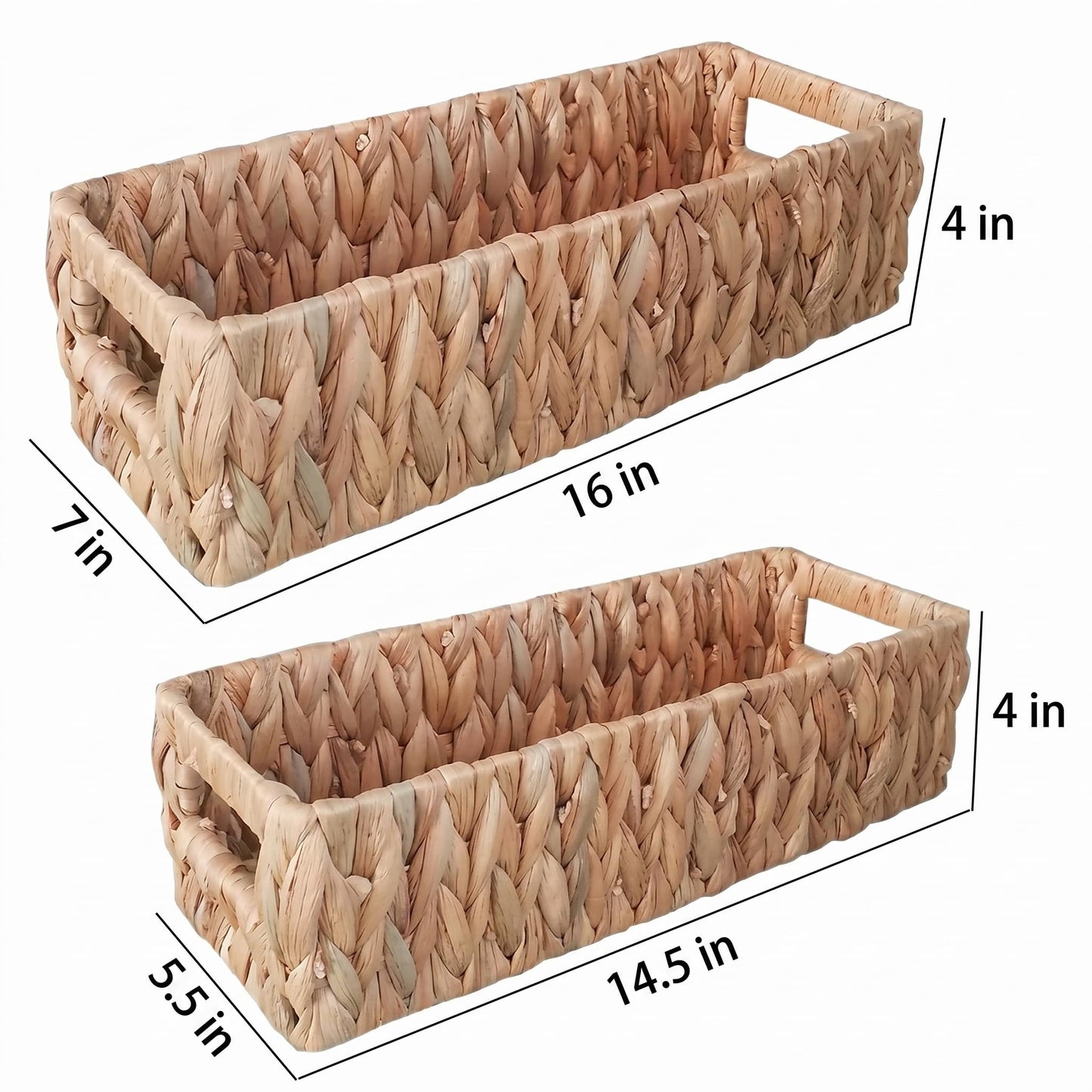 Water Hyacinth Wicker Storage Baskets, Natural, Set of 2