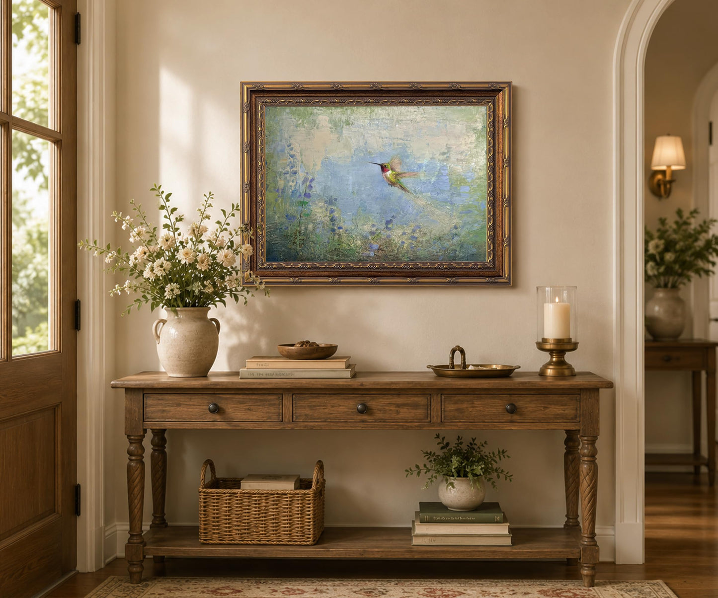 Hummingbird Wall Art Framed Canvas Prints, 8x10 Inches