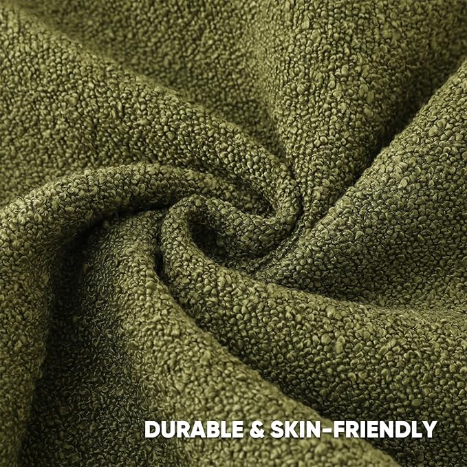 HAUSSY Set of 2 20x20 Decorative Throw Pillow Covers, Soft Cozy Textured Boucle Couch Cases, Home Decor for Couch Bed Living Room, Moss Green