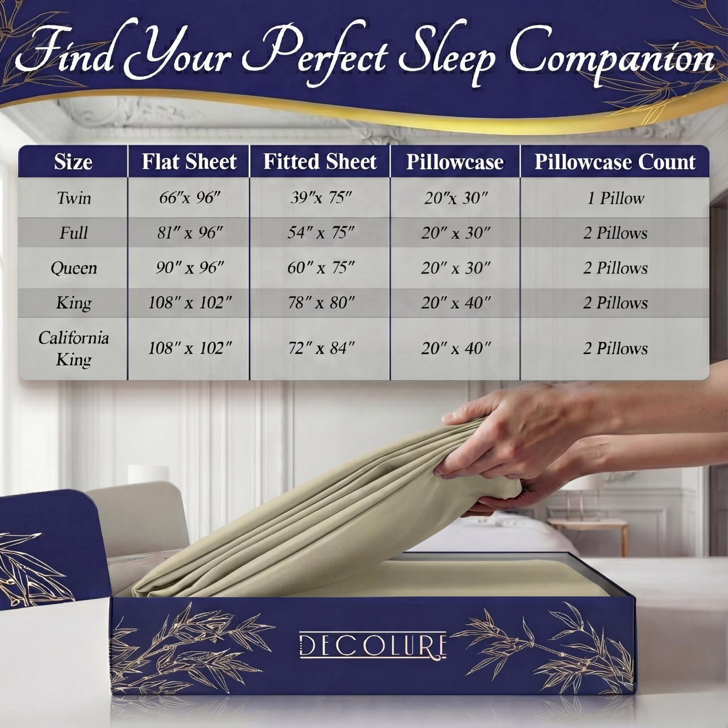 DECOLURE 100% Viscose Derived from Bamboo Sheets King Size - Luxury 4 Pc Naturally Cooling Sheets, Ultra Soft Bed Set - Deep 17" Pockets, Durable Double Stitching, Oeko Tex Standard (Creme)