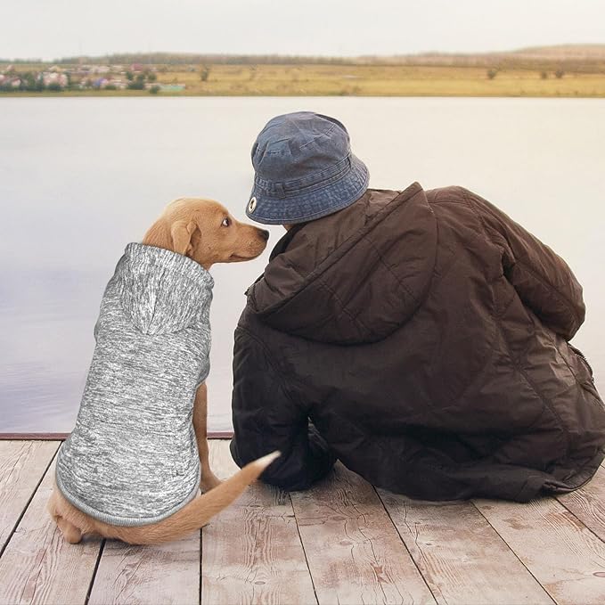 Dog Sweaters for Large Dogs,Dog Hoodie Fleece Pet Sweater Soft Clothes Sweatshirt with Pocket Pet Hoodie for Large Dogs(Grey&L)