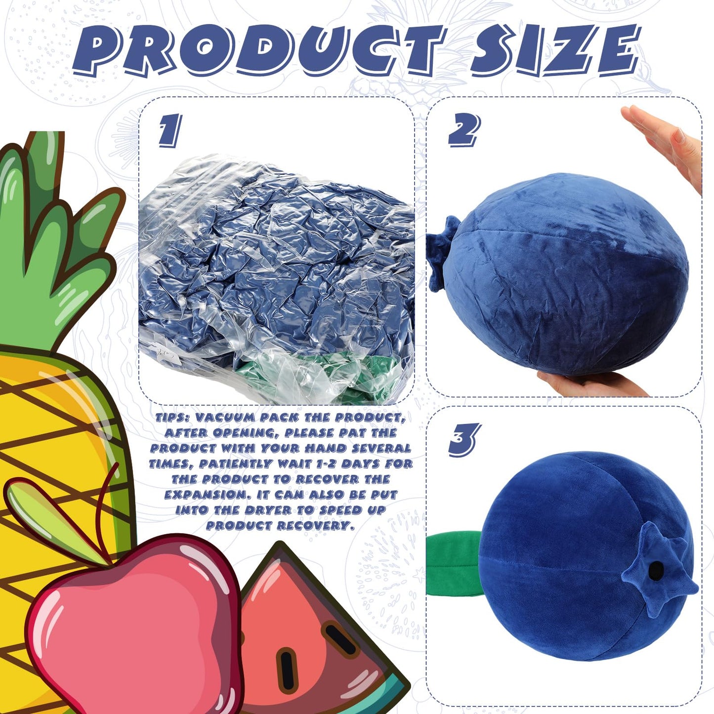 Beeveer 2 Pcs Blueberry Plush Cute Fruit Plush Blueberry Pillow Kawaii Decorative Hugging Gift Soft Stuffed Fun Plushies Novelty Pillow Toy Cushion Seat Decor for Home Kids Girl