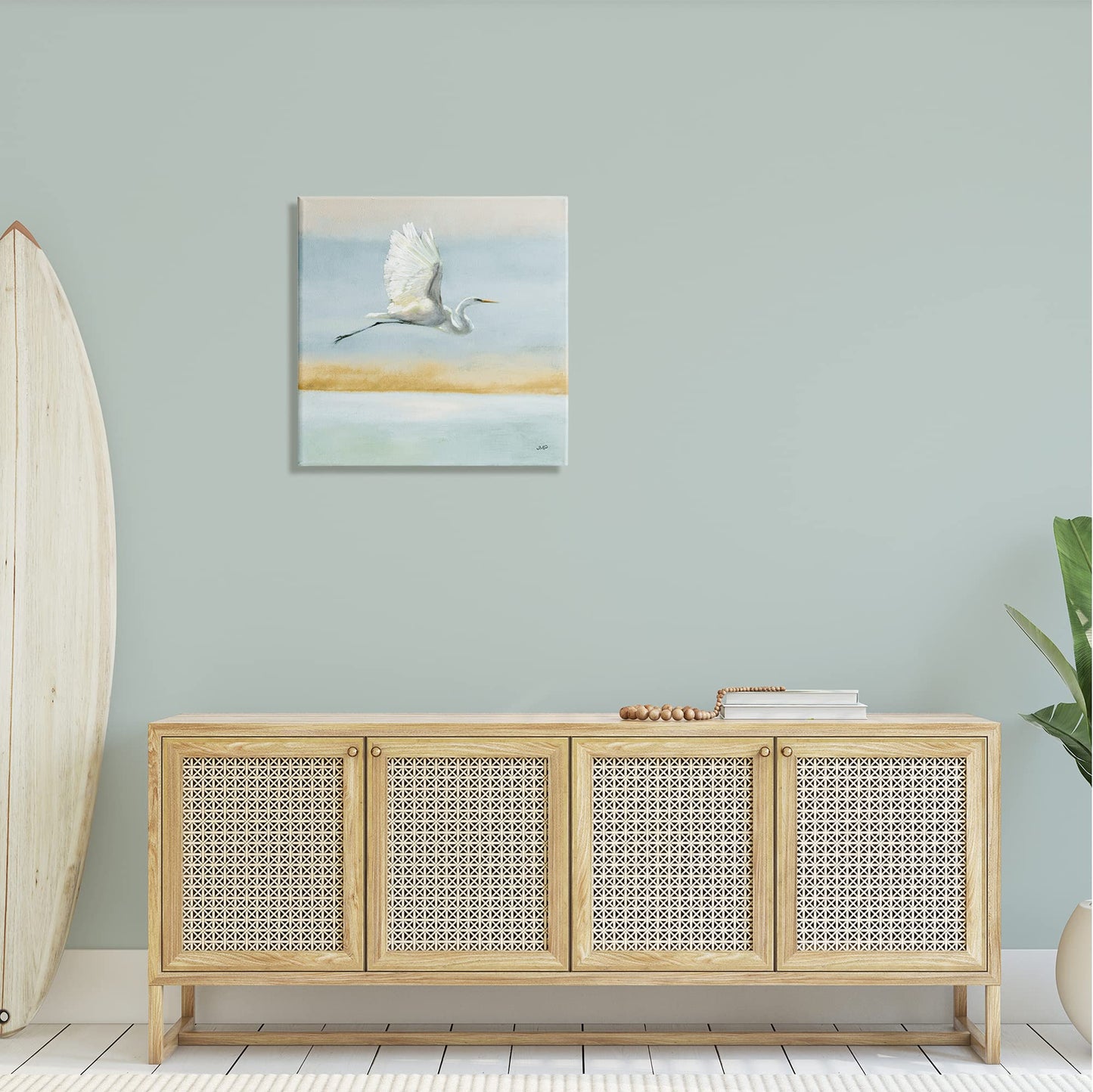 Stupell Industries Egret Bird Ocean Breeze, 24 x 24 Inch Canvas Wall Art