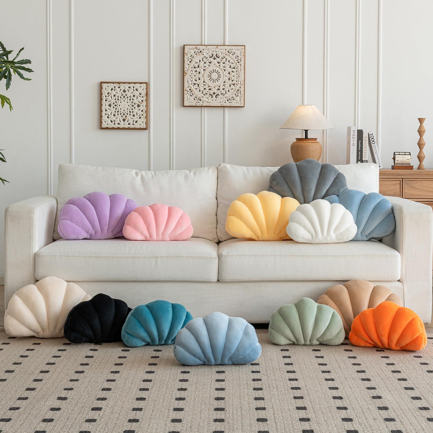 ZCNYCLAM Shell Pillow, Shell Shaped Decorative Throw Pillows with Velet for Couch Bed, Cute Seashell Beachy Room Decor Aesthetic Throw Pillows for Bedroom Living Room(13x10 Inches, Dusty Blue)