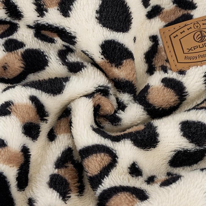 XPUDAC Fleece Dog Pajamas Leopard Dog Sweaters Winter Puppy Clothes for Small Medium Dogs Boy Girl Pet Jumpsuits Doggie Outfits for Christmas, L