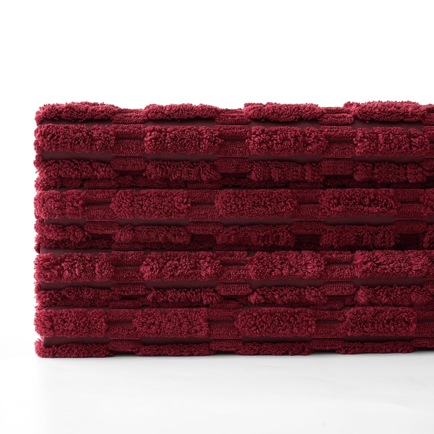 MIULEE Pack of 4 Christmas Wine Red Corduroy Decorative Throw Pillow Covers 18x18 Inch Soft Boho Striped Pillow Covers Modern Farmhouse Home Decor for Sofa Living Room Couch Bed