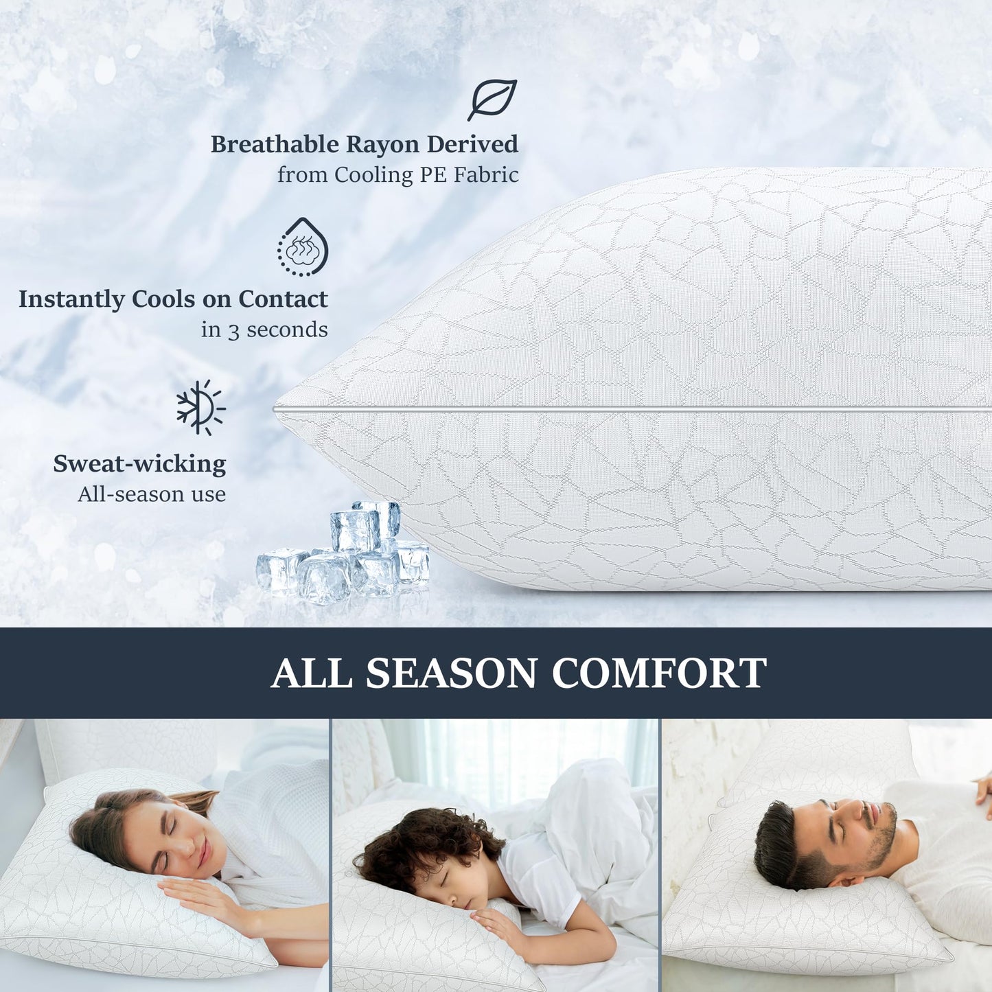 COZSINOOR King Size Bed Pillows - Breathable Premium Down Alternative Pillows Set of 2 for Side, Back, and Stomach Sleepers Cooling Hotel Quality Fluffy Soft Microfiber Fill Skin-Friendly