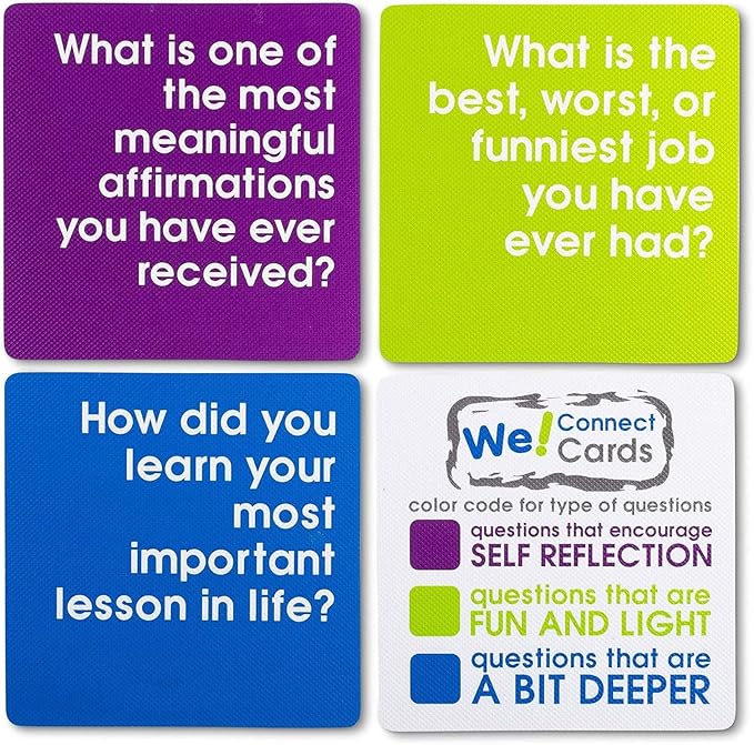 We! Connect Cards - Conversation Cards to Build Trust & Connection - Ideal Office Games, Ice Breakers & Educational Team Building Games - Featured by TEDx (60 Color-Coded Pieces)